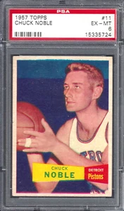 1957 TOPPS #11 CHUCK NOBLE DETROIT PISTONS 724  - PSA 6 - N-P CENTERING - Picture 1 of 2