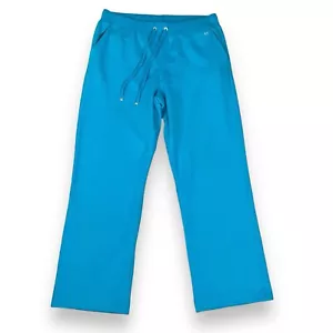 Escada Sport Pants Women Large Turquoise Blue Straight Knit Stretch Drawstring - Picture 1 of 14