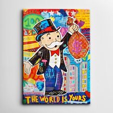 Alec Monopoly  "The World Is Yours" Unique Modern Painting Abstract Framed Canva