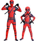 Deadpool Cosplay Costume Jumpsuit Mask Sword X-Back Belt Complete Outfits Adult.
