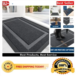 Low Profile Geometric Doormat - 29.5x17 Moisture Barrier Mat for All Weather - Picture 1 of 10