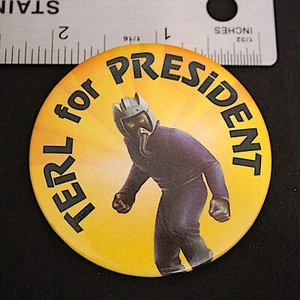 L Ron Hubbard Fiction Mission Earth Terl For President Vintage Pinback Button - Picture 1 of 1