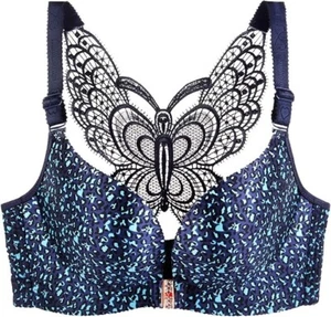 Bra Wireless Front Closure Leopard Back Butterfly Lace small - Picture 1 of 1