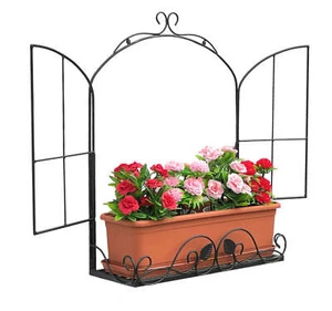 Wandblumenhalter Fenster Schwarz Metall Wand Blumenständer Blumenregal Regal - Bild 1 von 11