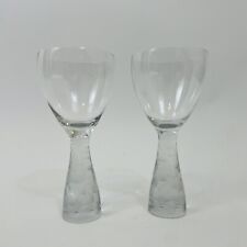 Wine Cocktail Glasses Thick Frost Etched Stems Air Bubbles Set of 2 Vintage