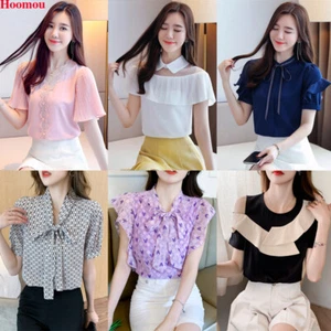 Korean Summer Women OL Chiffon Casual Career Office Business Tops Blouse Shirts - Picture 1 of 58