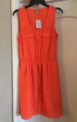 Vestido para mujer Guess mediano naranja poliéster color dorado botón #1757 Foto 1 de 4
