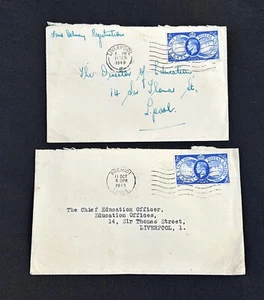 Zwei 1949 George VI Universal Postal Union Briefumschläge - passende Daten - 11 Okt - Bild 1 von 4