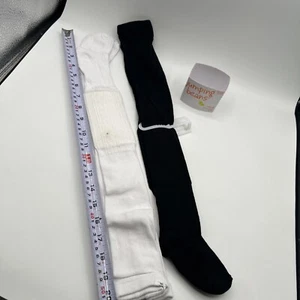 2x Jumping Beans Girls Heavyweight Tights White Black 12-24 - Picture 1 of 4