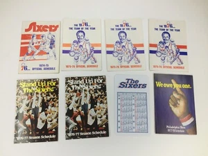 VTG Philadelphia 76ers Pocket Schedule Lot (8) 1974 - 78 Different Ad Variations - Picture 1 of 6