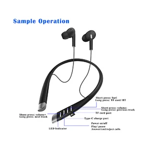 Écouteurs stéréo sport sans fil Bluetooth collier écouteurs mains libres AKZ T62 - Photo 1 sur 3