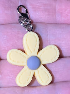 Yellow Daisy Flower Charm Zipper Pull & Keychain Add On Clip!!