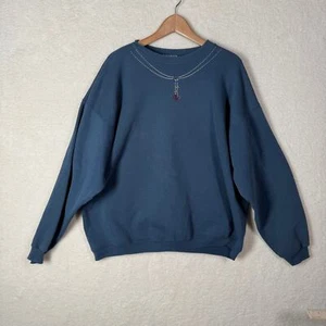 Vintage 90s Hanes Sweatshirt Crewneck Studded Necklace Jeweled Unique Womens XL - Picture 1 of 7