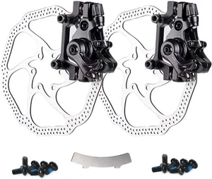 1Pair Black MTB Front Rear Mechanical Disc Brake Caliper Kit 160mm Rotor - Picture 1 of 8