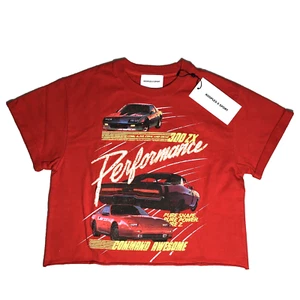 Camiseta deportiva Kooples X Top sin tamaño roja corta rendimiento gráfico indie nueva con etiquetas - Imagen 1 de 7