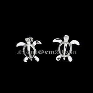 Sea Turtle Hawaiian Sterling Silver Jewelry Sea Turtle Honu Stud Post Earring - Picture 1 of 1