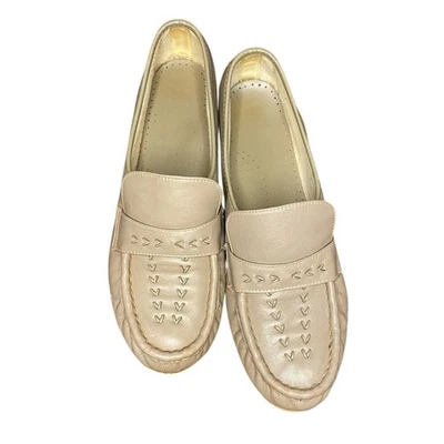 Zapatos cómodos informales sin cordones vintage de cuero beige para mujer talla 9,5 Foto 1 de 4