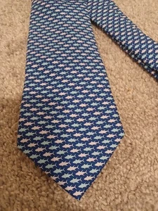 NWT Vineyard Vines Boy's Youth Tuna Royal Blue Tie 100% Silk - Picture 1 of 8