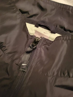 Vintage Nike Full Zip Track Jacket Men XL XLarge Black Retro Y2K Nylon Silver  - Image 1 of 4