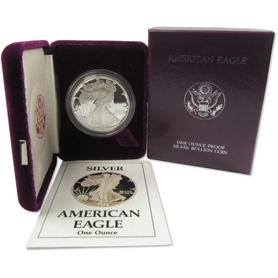 1988 S American Silver Eagle Choice Proof Bullion $1 Coin OGP COA - Image 1 of 3