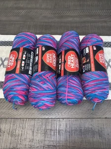 Red Heart Super Saver Yarn 0784 Bonbon Print 5oz Acrylic Worsted Lot Of 4 Skeins - Picture 1 of 6