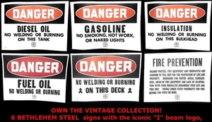 VINTAGE 1960's & 70's - BETHLEHEM STEEL - Paper Signs - (COLLECTION of 6 SIGNS) - Picture 1 of 6