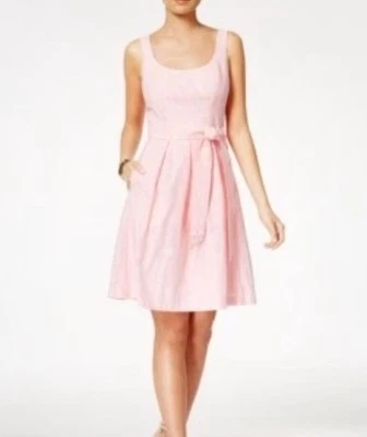 Nuevo Vestido Nine West Para Mujer 14 Cinturones Ajuste Acampanado Rosa Plisados Hasta la Rodilla Foto 1 de 4