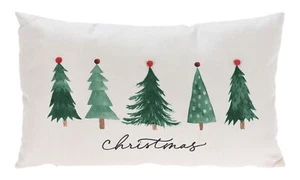 Deko Kissen Füllung Bezug Sofakissen Weihnachten Tannenbaum Weiß Grün Polyester - Bild 1 von 2