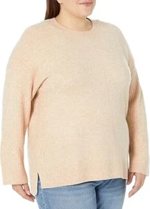 NWT Calvin Klein Crew Neck Cable Sweater 0X Heather Latte - Picture 1 of 6