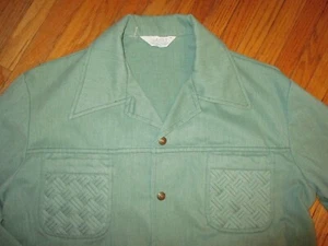 vtg 70's MR LEGGS GREEN DENIM CORDUROY JACKET Jean Snap Front Disco Mens MD/SM - Picture 1 of 7