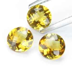 2.27Cts Genuine Natural Citrine 6mm Round Checker Cut 3Pcs Of Loose Gemstones - Picture 1 of 5