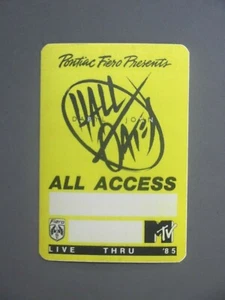 Hall & Oates backstage pass satin sticker Pontiac Fiero Aftershow Yellow OTTO MT - Picture 1 of 1