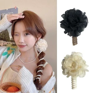 2pcs Flower Hair Ties Telephone Wire Hair Bands for Women and Girls Ponytail ... - Picture 1 of 5