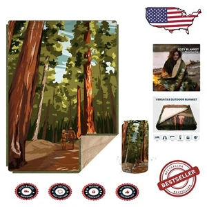 Portable Sherpa Fleece Blanket for Camping - Cozy 78"x56" Adventure Companion - Picture 1 of 11
