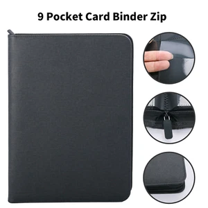 Trading Card Binder with Sleeves 360 Card Protectors Zipper Album Folder Black - Picture 1 of 14