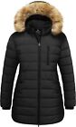 Wantdo Women's Plus Size Winter Jacket Warm Long Puffer Coat Quilted Parka Jacke