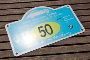 VINTAGE AUTOMOBILE CAR RALLY SIGN # BMW VETERAN RALLY WANFRIED EISENACH 1991 - Picture 1 of 2