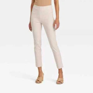 A New Day Cream/Ivory Striped Women's High-Rise Slim Fit Ankle Pants Size 10 NWT - Picture 1 of 4