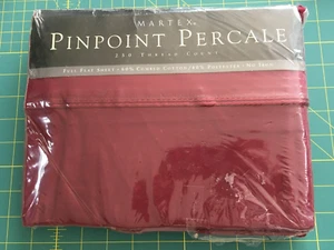 Martex Pinpoint Percale Full Flat Sheet 250 Thread Count NOS Burgundy Wine VTG - Picture 1 of 4