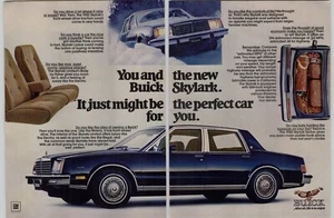 1980 Black Buick Skylark 4 Door Sedan Vintage Car Print Ad Man Cave Art - Picture 1 of 5