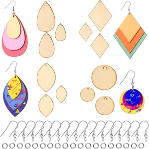 240 Pieces Unfinished Wooden Earrings Blanks Wood Pendants Teardrop Earrings Set - Picture 1 of 7