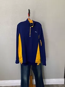 Fila Blue Yellow Fleece Zippered Hoody SWEATER XL Extra Large - Picture 1 of 5