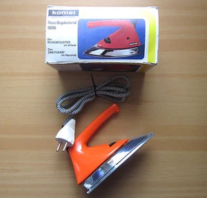 KOMET 0690 Reise-Bügelautomat Bügeleisen Reisebügeleisen Orange 1980er Jahre OVP - Imagen 1 de 6
