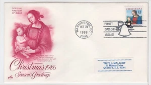 TurtlesTradingPost- Christmas Madonna 1986 #2244 FDC Artcraft Cachet - Picture 1 of 1
