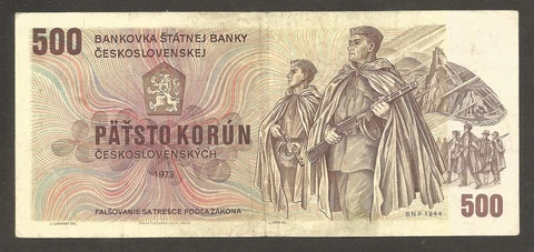 Czechoslovakia 500 Korun 1973; F+; P-93c; L-B321a; Soldiers; Castle ruins; "Z" Cover