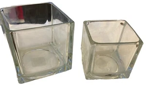 Libbey Glas Block Würfel Vasen Paar 5x5x5" & 4x4x4" MCM Y2K Mod - Bild 1 von 3