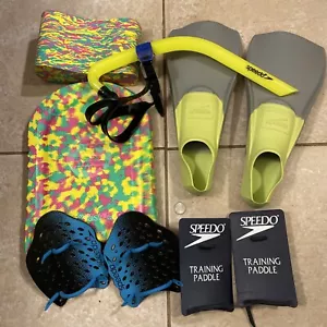 Speedo Beginners Swimmer Lot Fins Floats Training Paddles & Snorkel Ready To Go - Picture 1 of 7