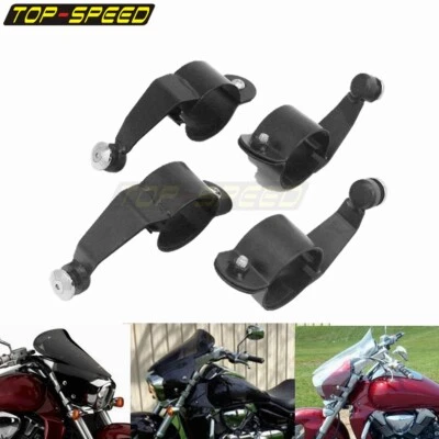 Matte Black Windshield Mounting Clamps Bolt-on For Suzuki Boulevard M109R M90 - Image 1 of 4