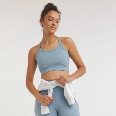 JD Williams Sport Bra Cross Back Gym Fitness Yoga Crop Top in Blue - Size 22