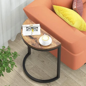 End Table Semi Circle, Small Half round Side Table with Metal Frame, Wood Acc... - Picture 1 of 1